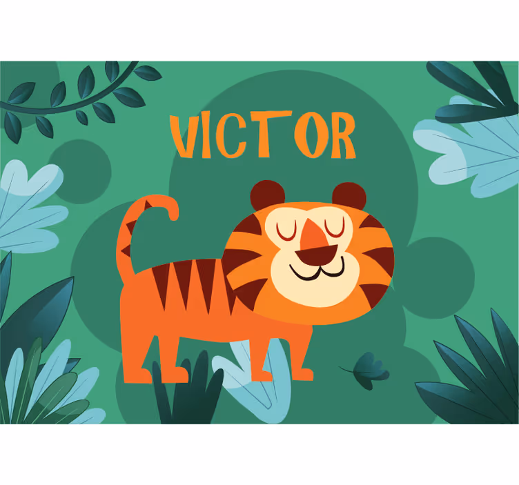 Mural de parede personalizável personagem tigre amigável - TenStickers