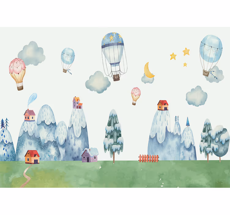 Mural de parede bebés balões de ar quente divertidos - TenStickers