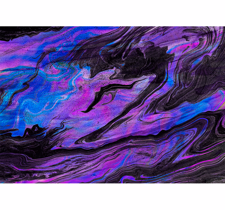 Mural de parede abstrato com padrões roxos ondulados - TenStickers