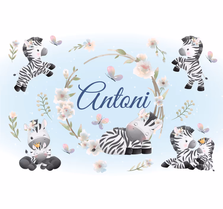 Mural de parede animais design de brincadeira com zebra - TenStickers