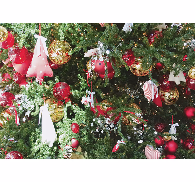 Mural de parede natal com enfeites festivos - TenStickers