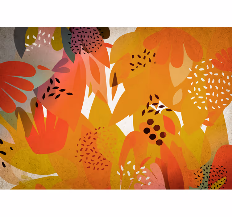 Mural de parede flores com motivos de folhas vibrantes - TenStickers