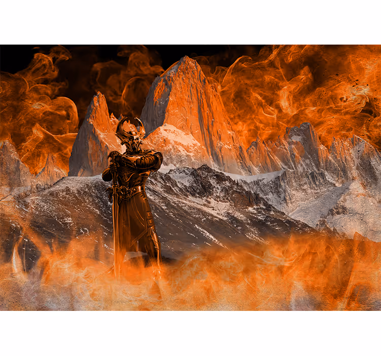 Mural de parede fantasía paisagem flamejante dramática - TenStickers