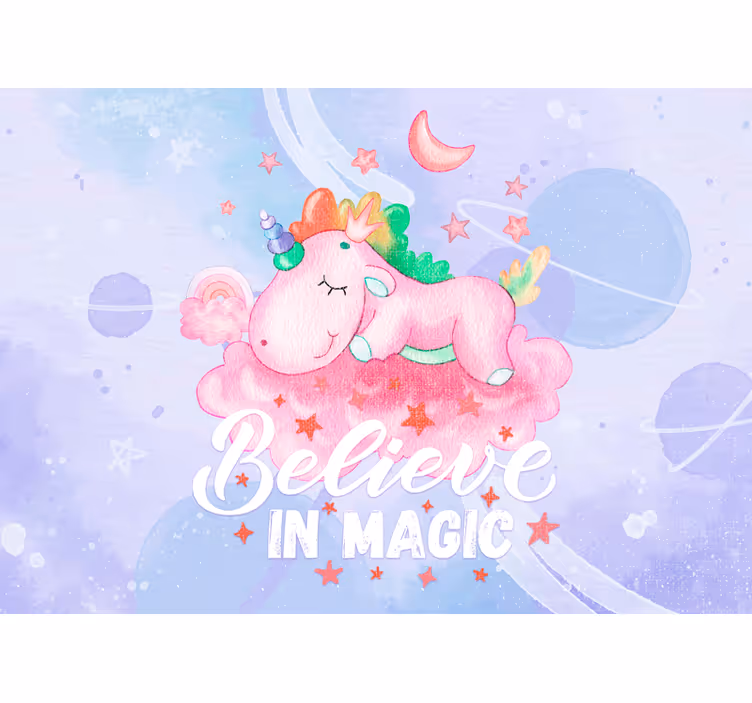 Mural de parede infantil nuvem dos sonhos do unicórnio - TenStickers