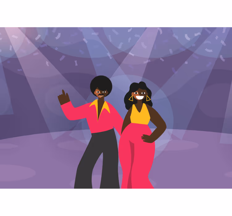 Mural de parede música casal dançando disco - TenStickers