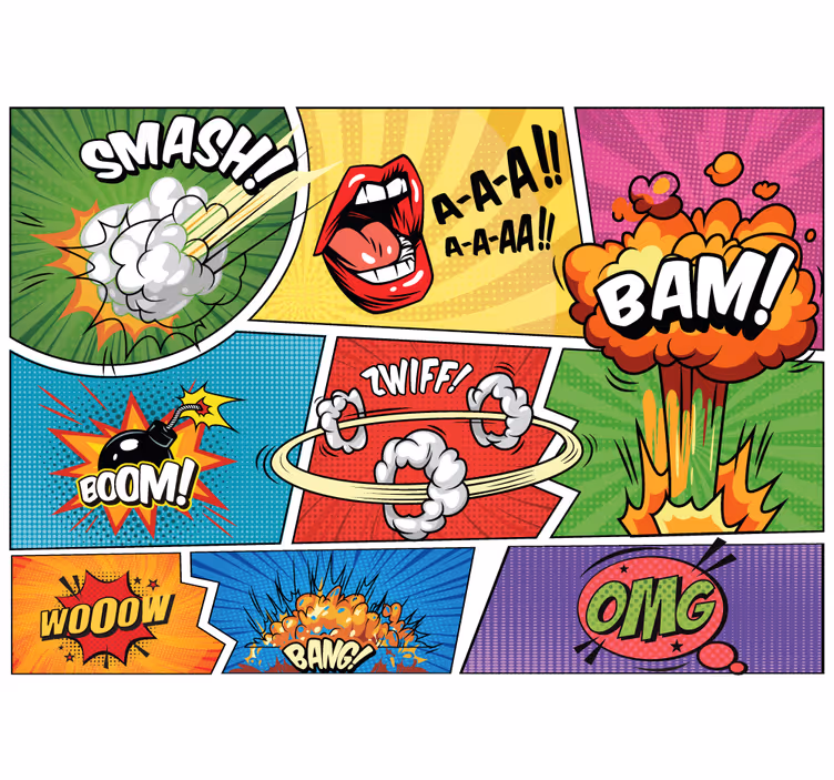 Mural de parede de arte urbana ação de quadrinhos - TenStickers