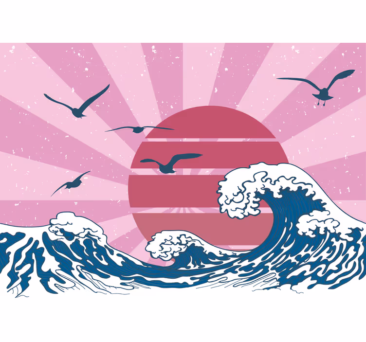 Fotomurais de paisagens ondas e pôr do sol - TenStickers