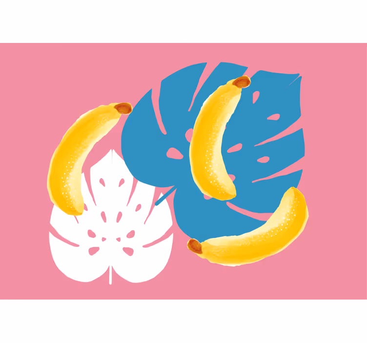 Mural de parede flores bananas e folhas - TenStickers