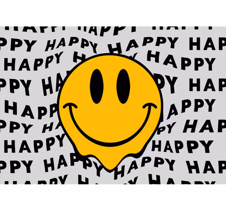 Mural de parede com frases mensagem do rosto sorridente - TenStickers