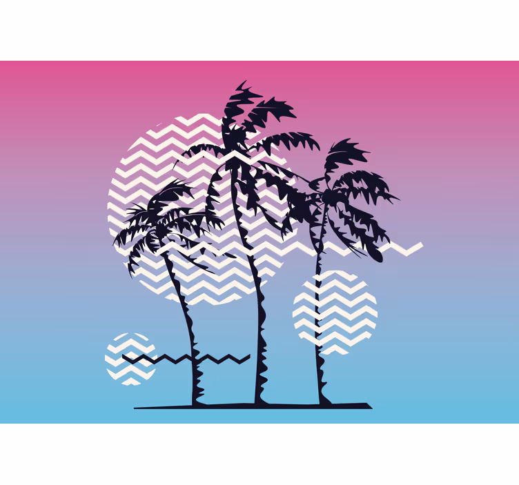 Mural de parede natureza palmas e ondas - TenStickers