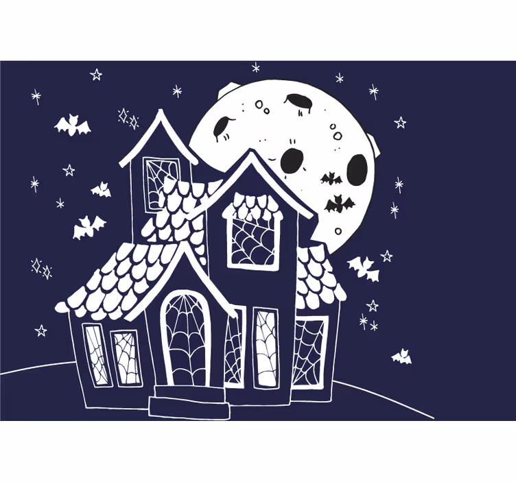 Mural de parede halloween casa assombrada espooky - TenStickers