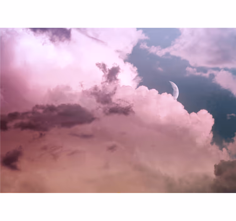 Mural de parede céu noite nublada iluminada pela lua - TenStickers