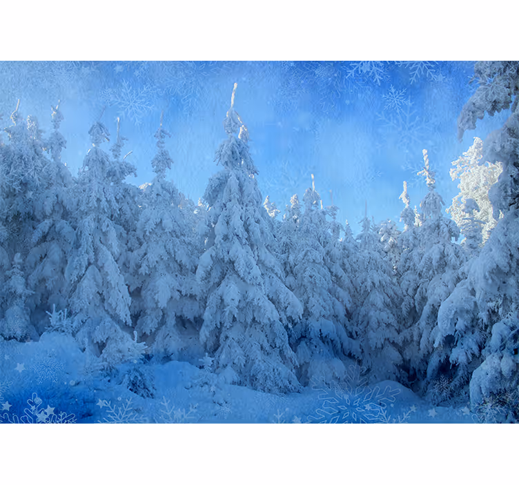 Mural de parede bosques Árvores de pinheiro neve - TenStickers