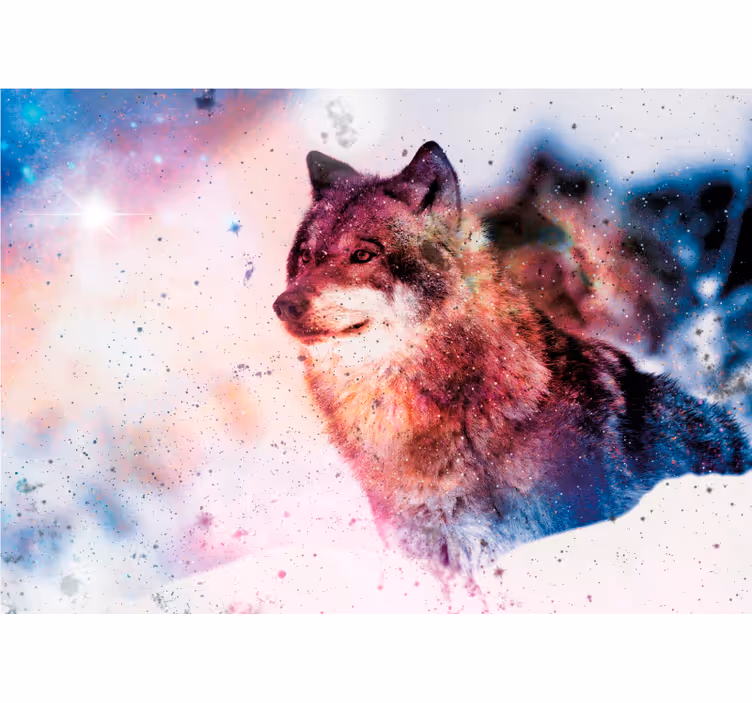 Mural de parede animais lobo cósmico solitário - TenStickers