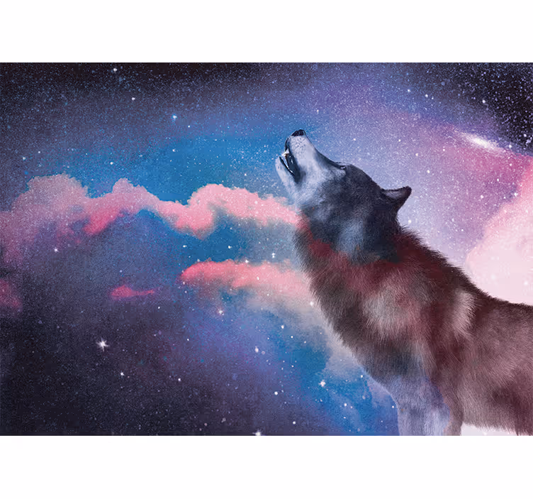Mural de parede animais lobo uivante silhueta - TenStickers