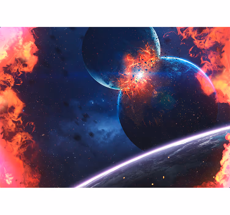 Mural de parede espaço colisão cósmica explosiva - TenStickers