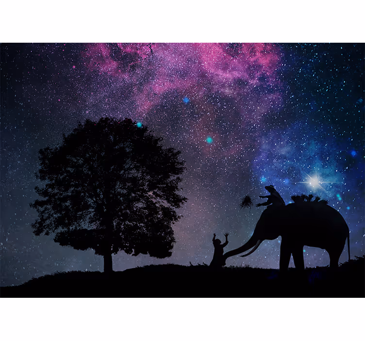 Mural de parede com frases aventura do elefante cósmico - TenStickers