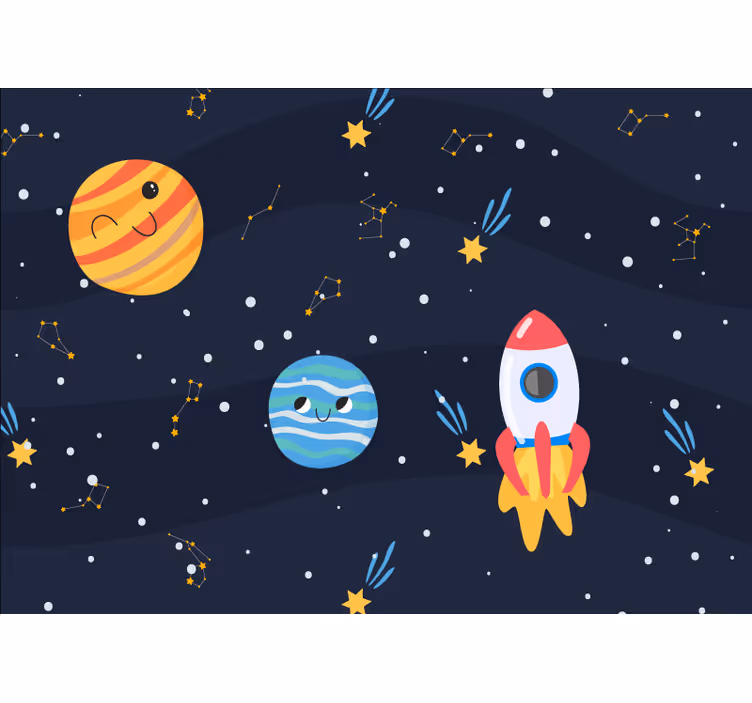 Mural de parede espaço exploração planetária divertida - TenStickers