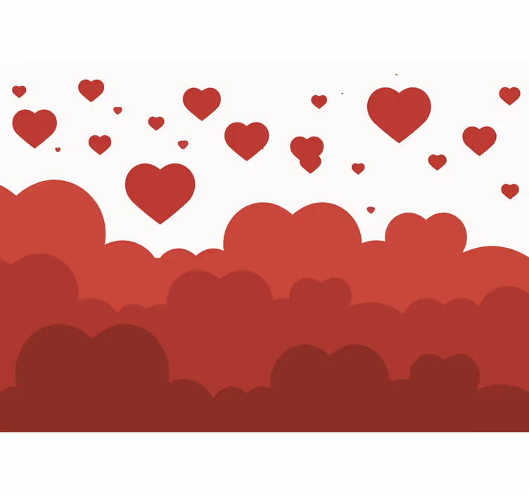 Mural de parede amor nuvens de coração flutuantes - TenStickers