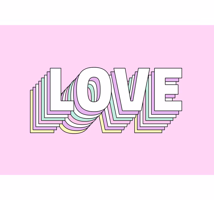 Murais de parede com letras em várias camadas de amor retrô - TenStickers