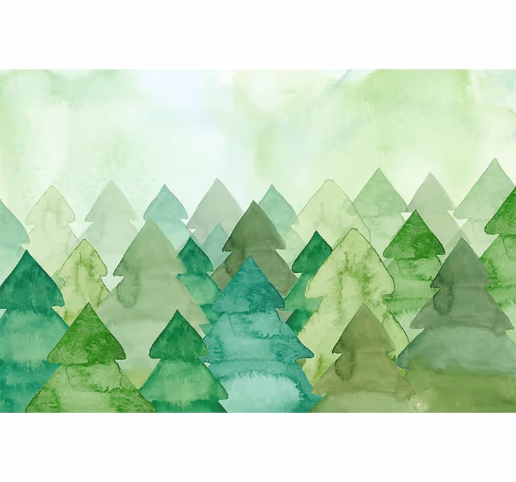 Mural de parede bosques pinheiros verdes luxuriantes - TenStickers