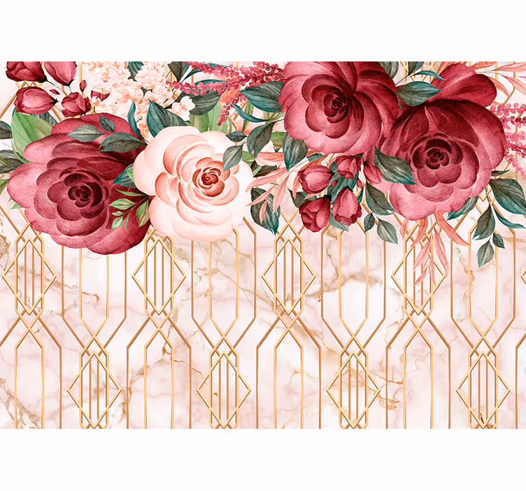 Fotomurais flores fusão geométrica de rosas - TenStickers