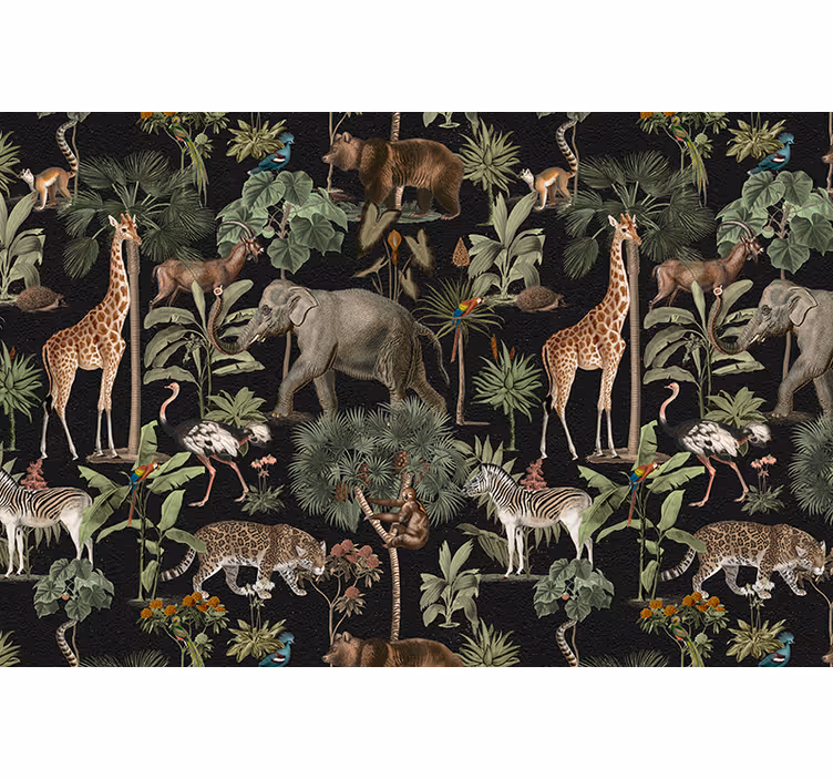 Mural de parede animais cena da selva selvagem - TenStickers