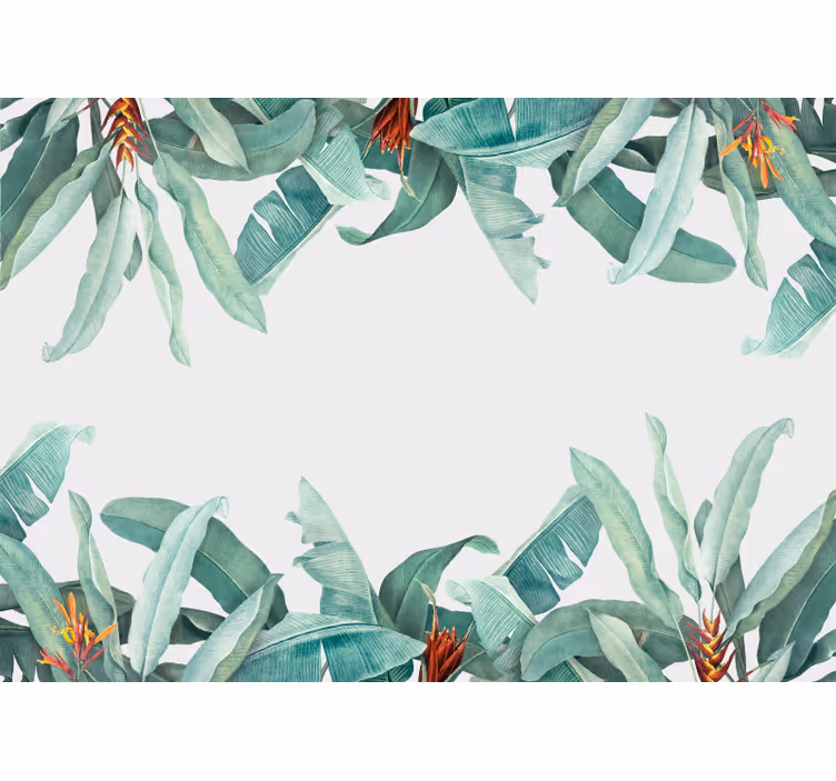Fotomurais flores padrão de folhagens tropicais - TenStickers