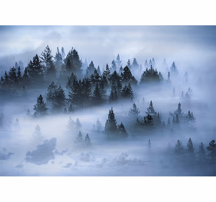Mural de parede natureza bosques verdejantes nebulosos - TenStickers