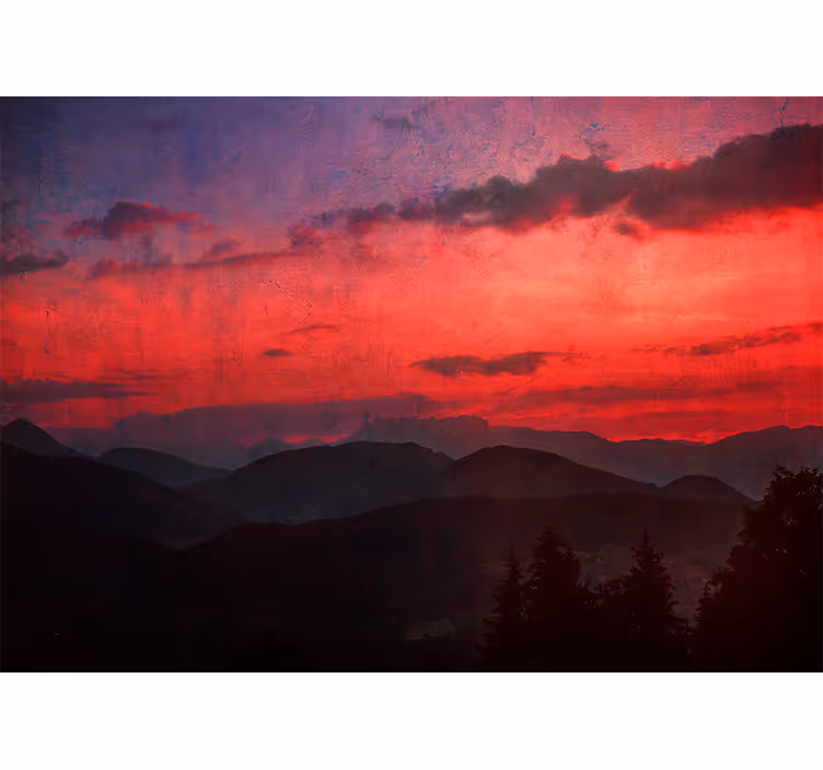 Mural de parede montanha pôr do sol dramático - TenStickers