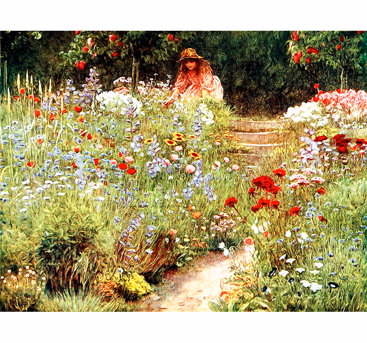 Fotomurais flores cena de caminho no jardim - TenStickers