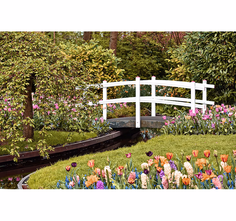 Fotomurais de paisagens ponte de jardim sereno - TenStickers