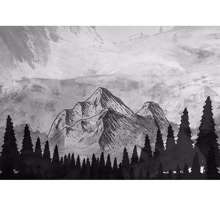Mural de parede montanha picos cinzentos majestosos - TenStickers