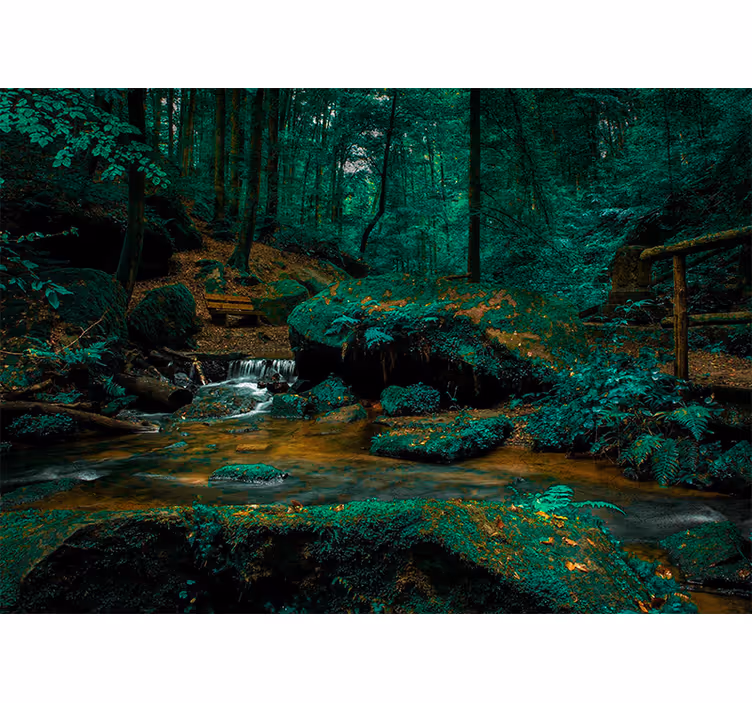 Mural de parede bosques riacho sereno na floresta - TenStickers