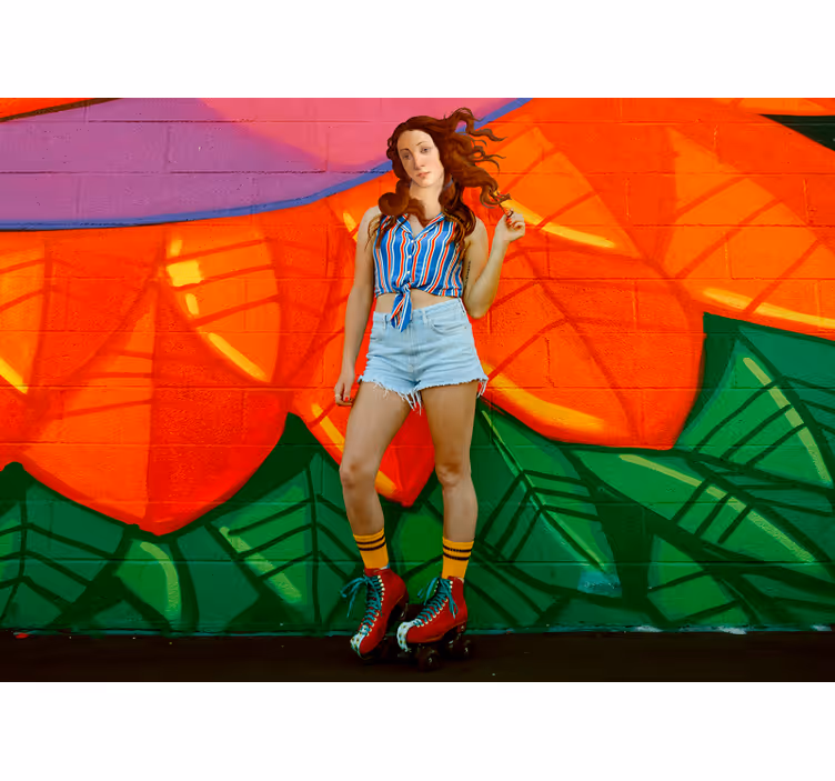Mural de parede de arte urbana patinadora ousada - TenStickers