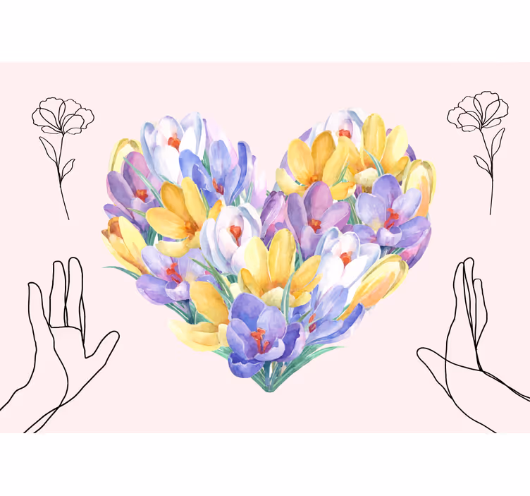 Fotomurais flores buquê em forma de coração - TenStickers