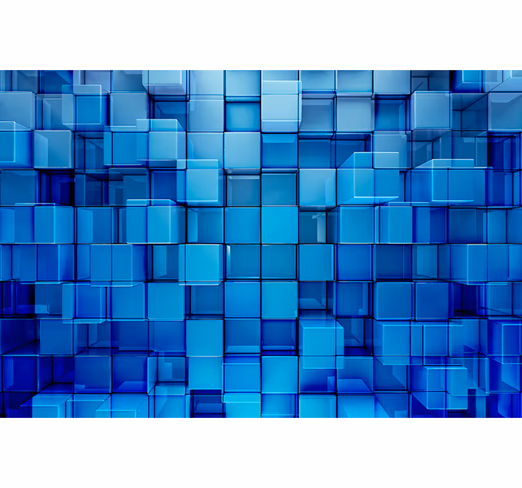 Murais de Parede 3D Efeito 3d de cubos de vidro azul - TenStickers