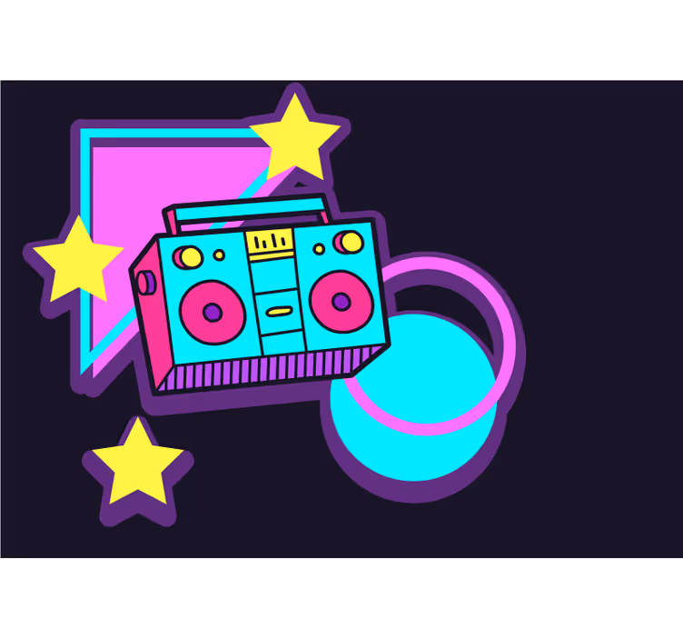 Mural de parede música elementos de boombox retrô - TenStickers