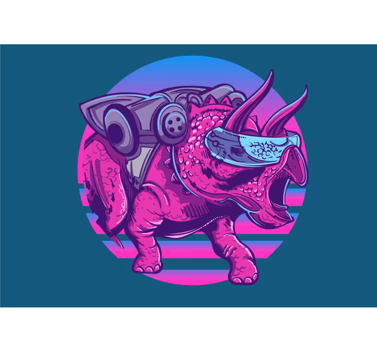 Mural de parede animais tricerátopo futurista - TenStickers