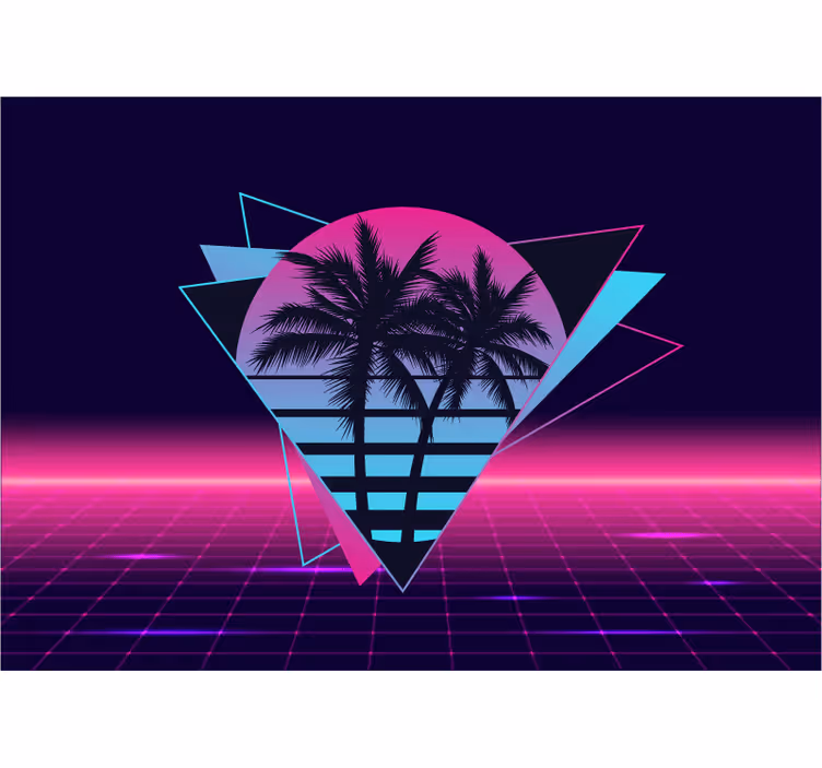 Mural de parede com frases geometria de palms retrô - TenStickers