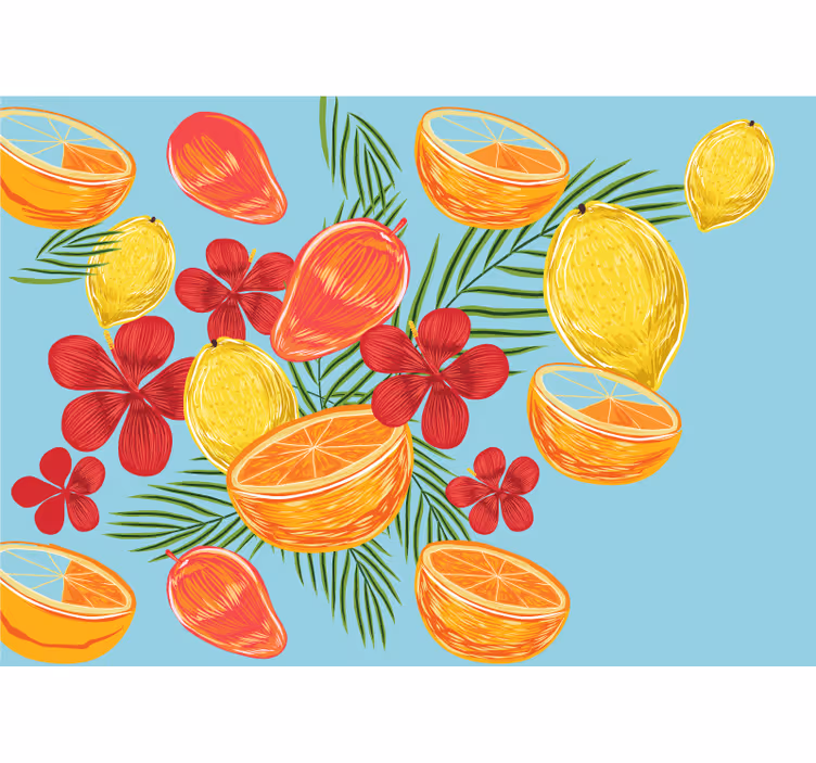Fotomurais flores arranjo de frutas tropicais - TenStickers