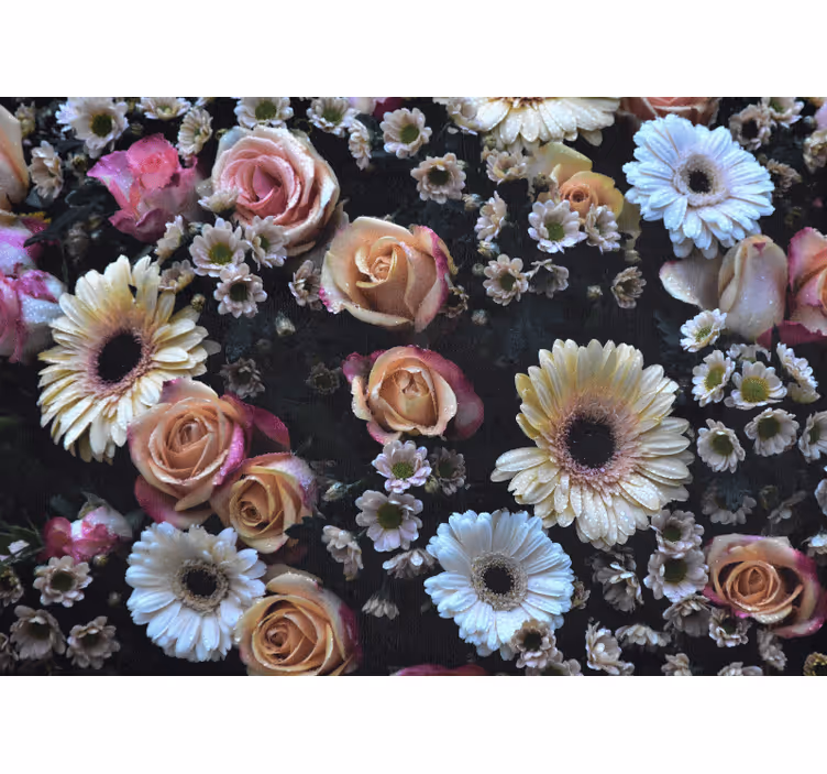 Fotomurais flores rosas e margaridas - TenStickers