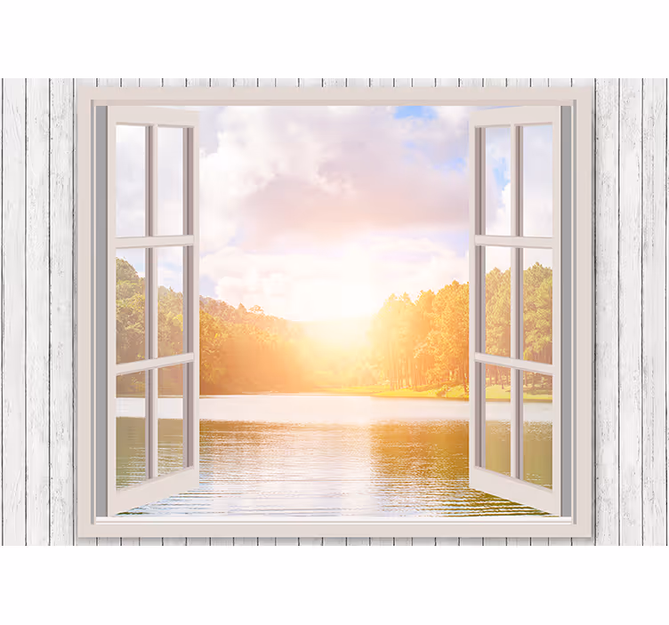 Mural de parede natureza amanhecer sobre o lago - TenStickers
