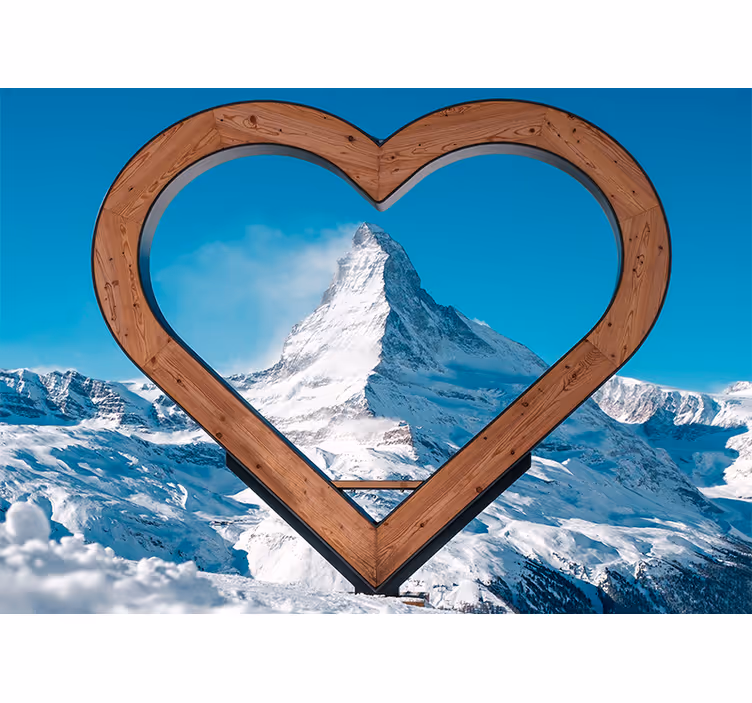 Mural de parede amor vista da montanha em coração - TenStickers