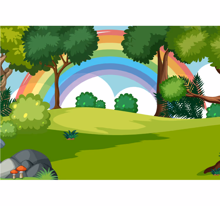 Fotomural selva cena da floresta arco-Íris - TenStickers