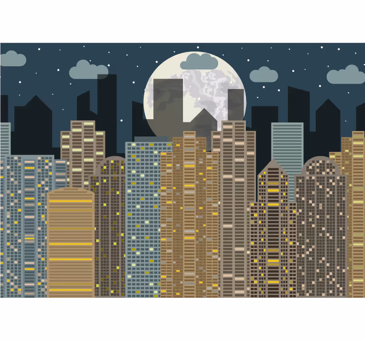 Fotomurais cidades e países horizonte urbano noturno - TenStickers