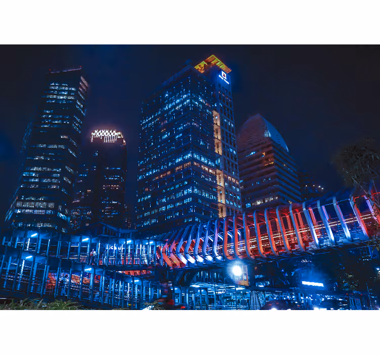 Fotomurais cidades e países paisagem urbana noturna - TenStickers