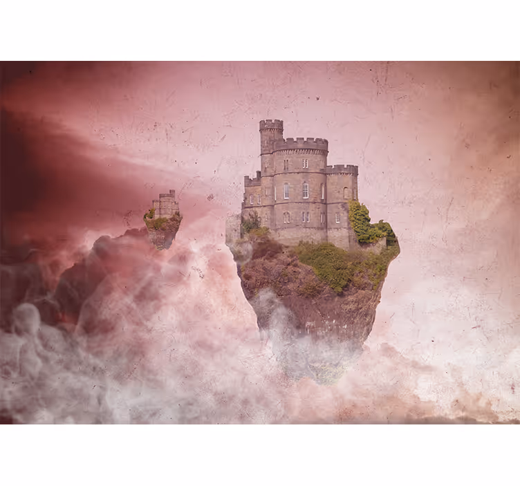 Mural de parede fantasía paisagem do castelo flutuante - TenStickers
