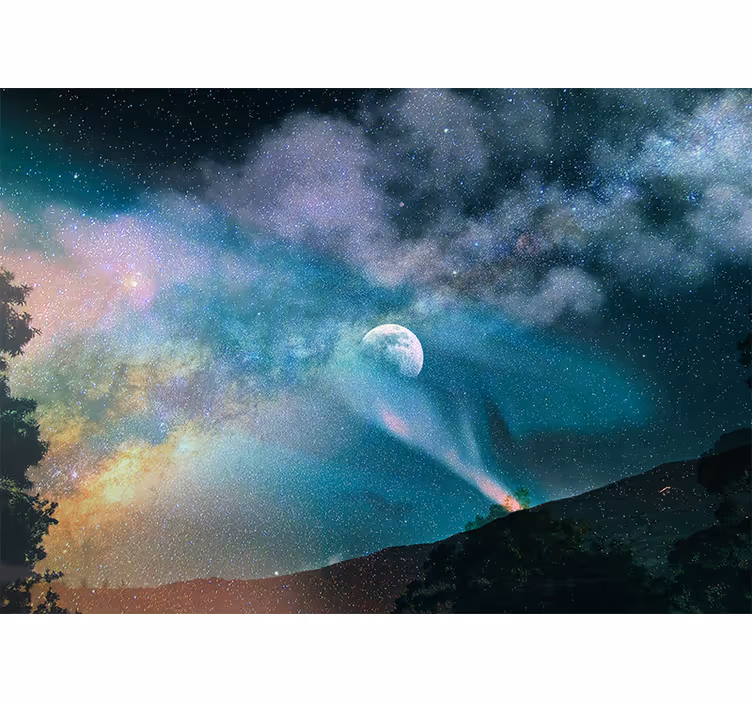 Mural de parede espaço nebulosa celestial do luar - TenStickers