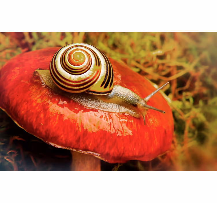 Mural de parede animais caracol no cogumelo - TenStickers